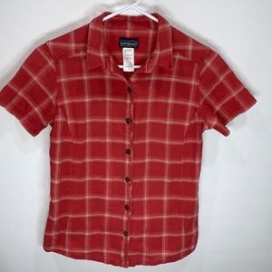 Patagonia women's button down short sleeve plaid flannel shirt, organic …